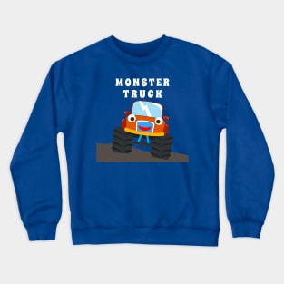 illustration of monster truck with cartoon style. Crewneck Sweatshirt